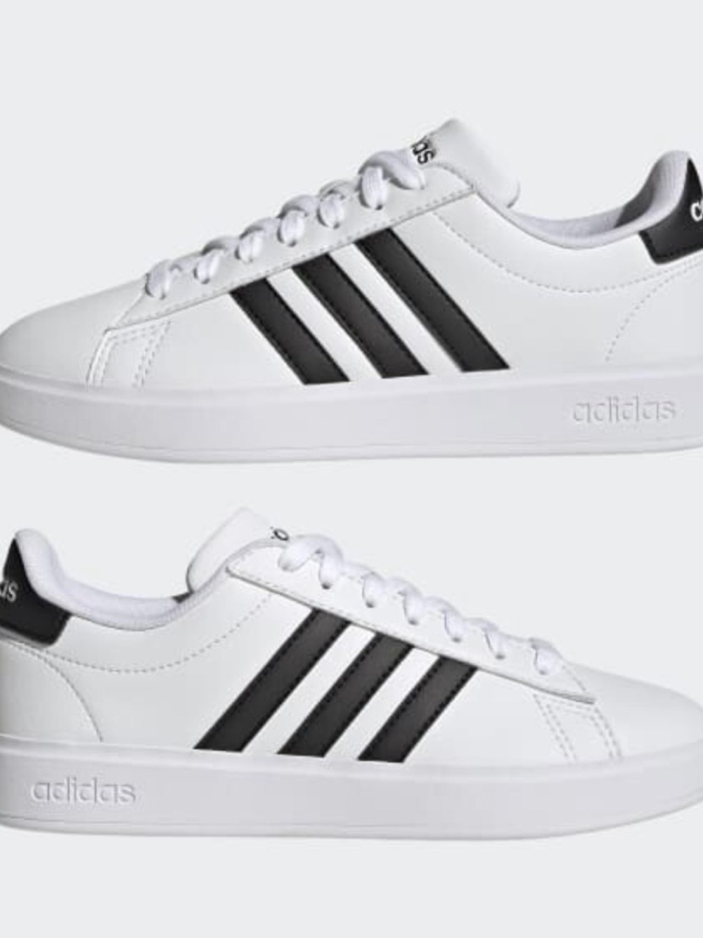adidas White Sneakers with Black Three-Stripes Accent